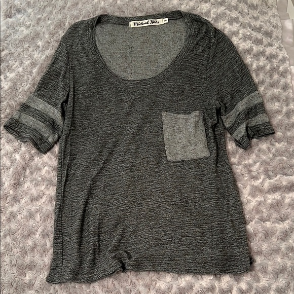 Michael Stars Grey Melange Knit Short Sleeve Top O/S - Picture 1 of 6